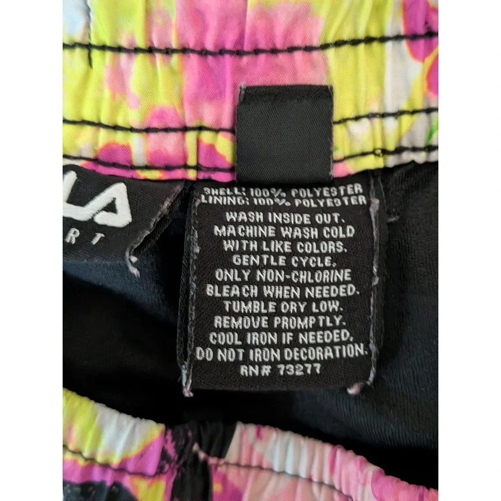 FILA SPORT Womens Running Shorts Large‎ Floral Print Black Mesh Athletic